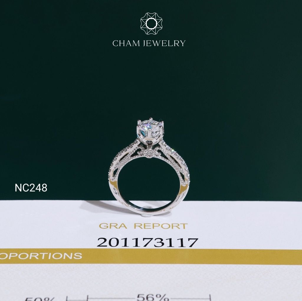 Nhẫn NC248 CHAM JEWELRY, Nhẫn Full Đá Moissanite Chủ 6.3mm (Barcode OCNN63)