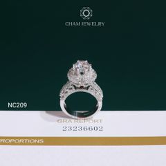 Nhẫn NC209 CHAM JEWELRY, Full Đá Moissanite Chủ 7.2mm (Barcode OCNN14)