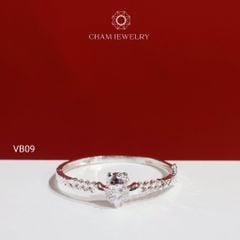 Vòng Tay Bé VB09 CHAM JEWELRY, Vòng Mèo Tim Trắng (Barcode TVE42)