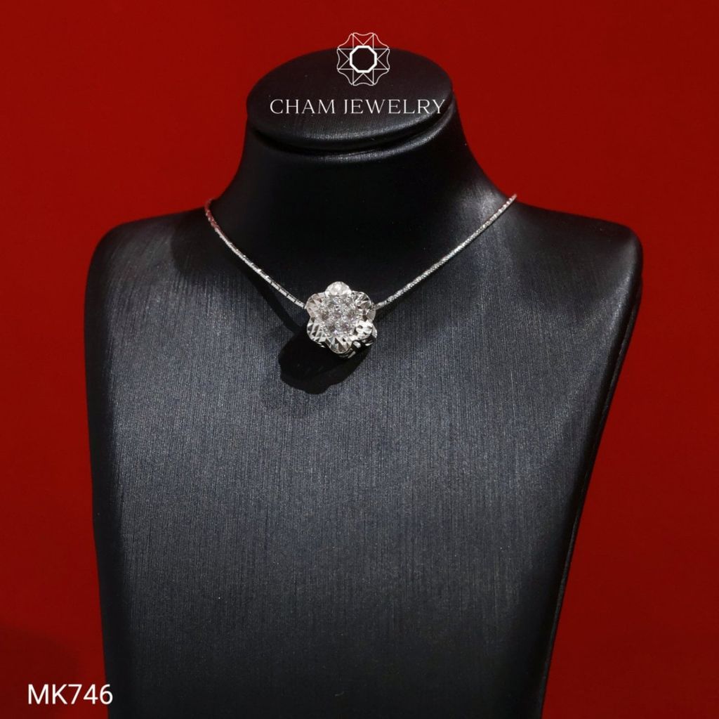 Mặt Dây Chuyền MK746 CHAM JEWELRY, Mặt Xỏ Hoa Viền Chạm Máy (Barcode TCH770)