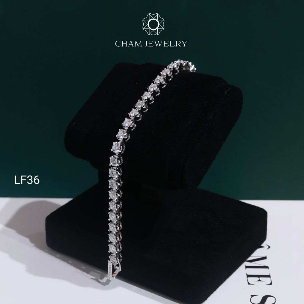 Lắc Tay LF36 CHAM JEWELRY, Full Moissanite C&C 4.0mm Khóa Tròn (Barcode OCL14)