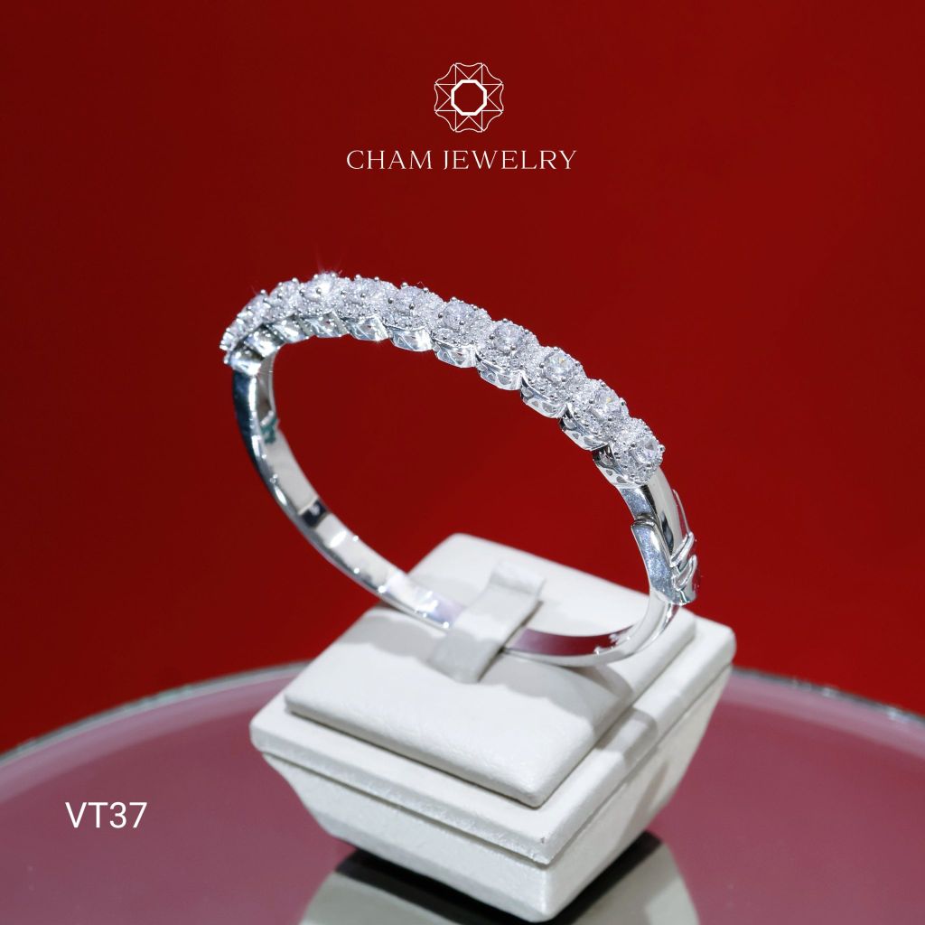 Vòng Tay CHAM JEWELRY VT37, Vòng Full Nửa Hàng Đá Bản 6.0mm (Barcode CV7239 - PVH173 )