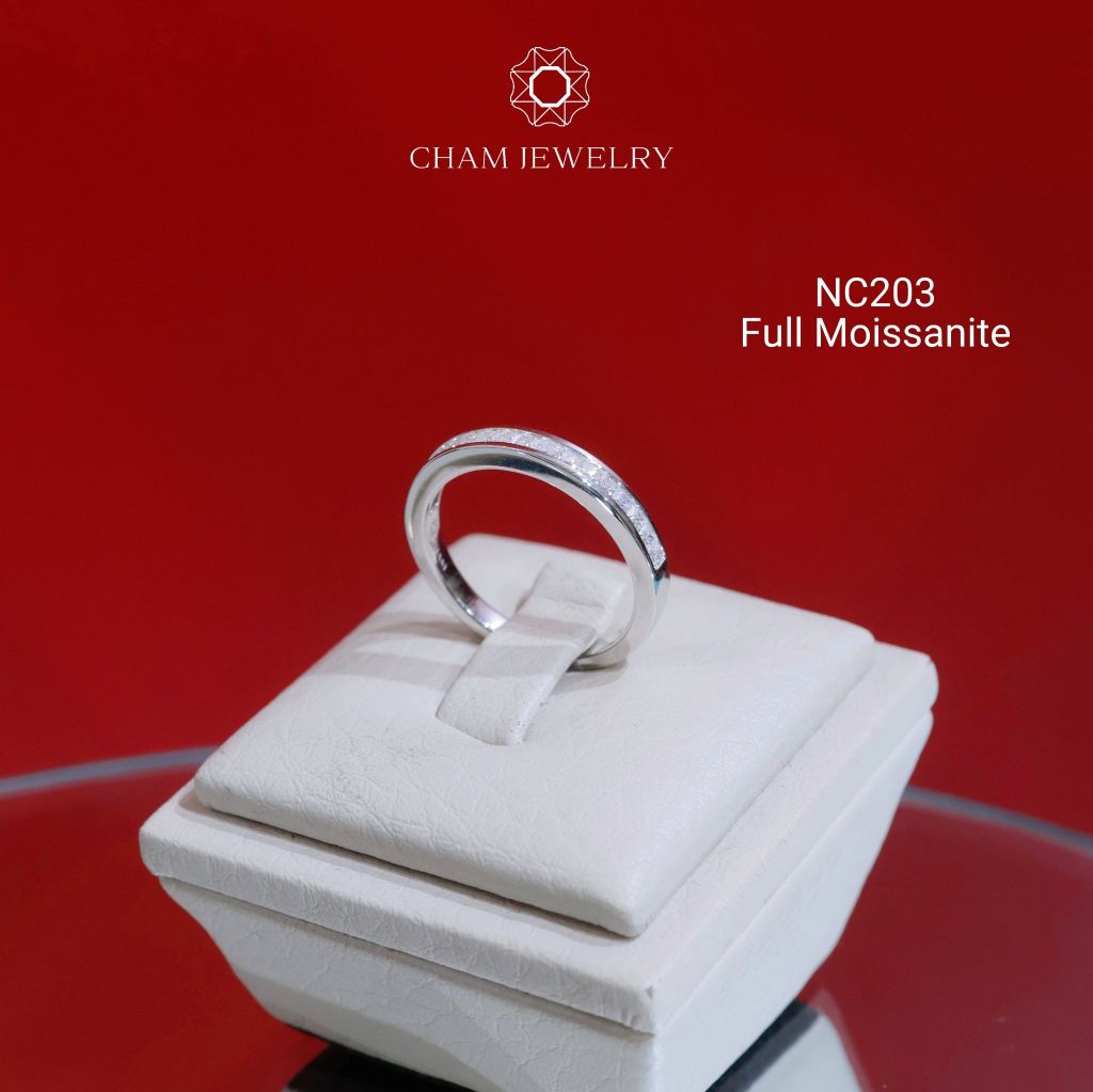 Nhẫn NC203 CHAM JEWELRY, Nhẫn Nửa Hàng Đá Full Moissanite (Barcode OCNN28)