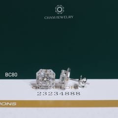 Hoa Tai BC80 CHAM JEWELRY, Hoa Tai Full Moissanite Chủ 6.0mm (Barcode OB94)