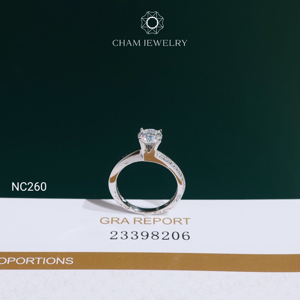 Nhẫn NC260 CHAM JEWELRY, Nhẫn Full Đá Moissanite Chủ 6.0mm (Barcode TVM176)