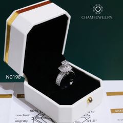 Nhẫn NC198 CHAM JEWELRY, Full Đá Moissanite Chủ 6.0mm (Barcode OCNN25)