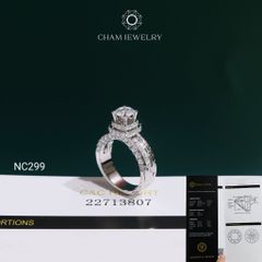 Nhẫn NC299 CHAM JEWELRY, Đá Moissanite C&C Chủ 5.4mm (Barcode OCNN81)