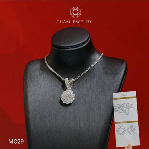 Mặt Dây Chuyền MC29 CHAM JEWELRY , Mặt Hoa Tròn Full Moissanite Chủ 5.4mm (Barcode OCM03).
