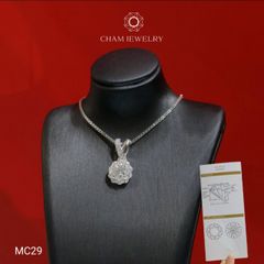 Mặt Dây Chuyền MC29 CHAM JEWELRY , Mặt Hoa Tròn Full Moissanite Chủ 5.4mm (Barcode OCM03).