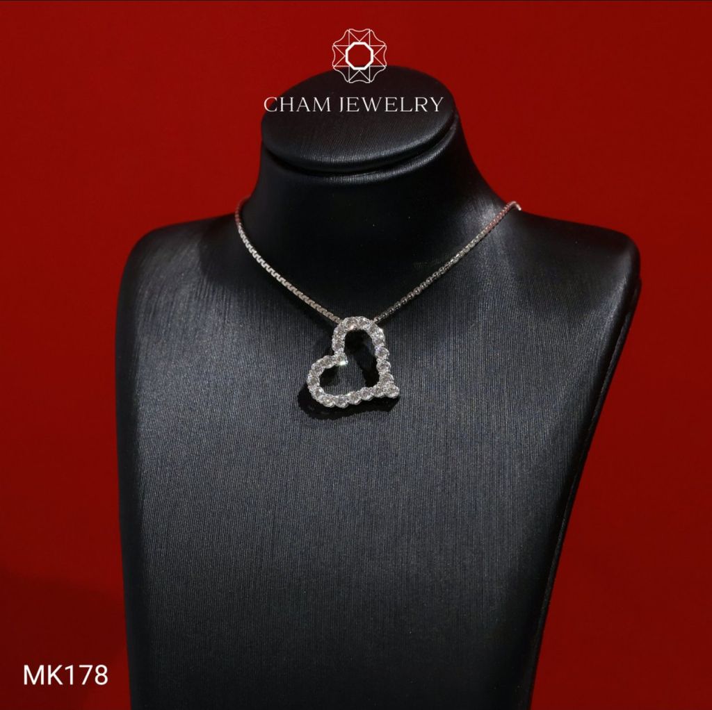 Mặt Dây Chuyền MK178 CHAM JEWELRY, Mặt Xỏ Trái Tim Full Đá Tấm (Barcode TMX429).
