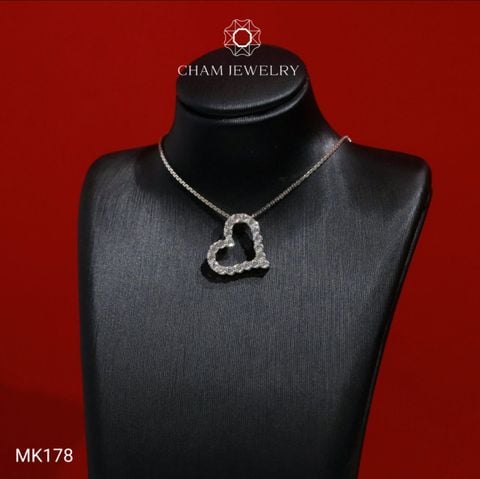 Mặt Dây Chuyền MK178 CHAM JEWELRY, Mặt Xỏ Trái Tim Full Đá Tấm (Barcode TMX429).