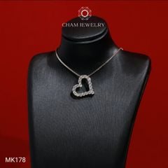 Mặt Dây Chuyền MK178 CHAM JEWELRY, Mặt Xỏ Trái Tim Full Đá Tấm (Barcode TMX429).