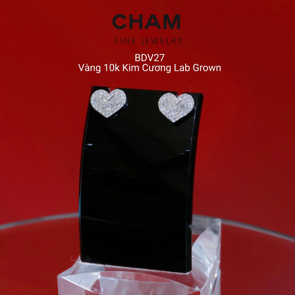 Hoa Tai BDV27 Vàng 10k Kim Cương Lab Grown Diamond