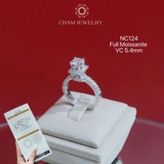 Nhẫn NC124 CHAM JEWELRY, Full Đá Moissanite Chủ 5.4mm (Barcode OHN12)