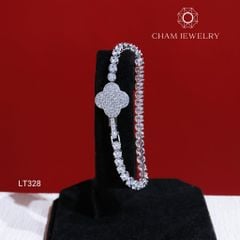 Lắc Tay LT328 CHAM JEWELRY, Lắc Cỏ 4 Lá Full Đá 3.0mm (Barcode TLT1326).