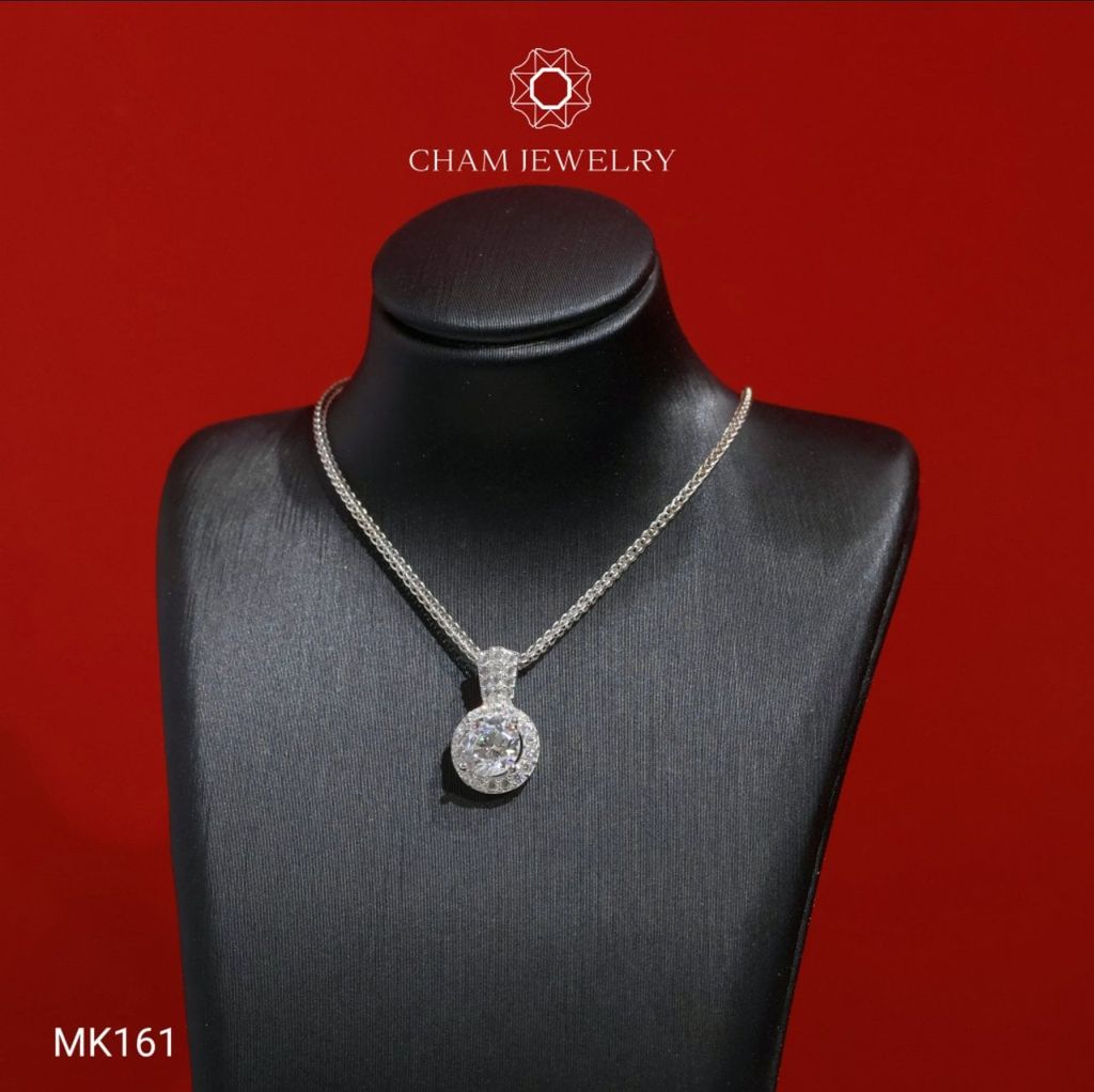 Mặt Dây Chuyền MK161 CHAM JEWELRY, Mặt Halo Tròn Chủ 6.0mm (Barcode TMX423).