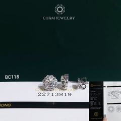 Hoa Tai BC118 CHAM JEWELRY, Hoa Tai Chủ 5.4mm Full Moissanite Đá C&C (OCB38)