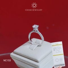 Nhẫn NC153 CHAM JEWELRY, Full Đá Moissanite, Chủ 5.5mm (Barcode OPN01).