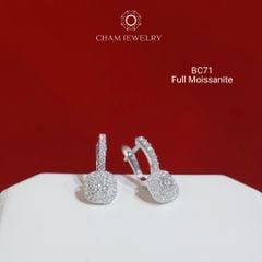 Hoa Tai CHAM JEWELRY BC71, Hoa Tai Khóa Gài Full Moissanite Chủ 4.0mm (Barcode TVM63)