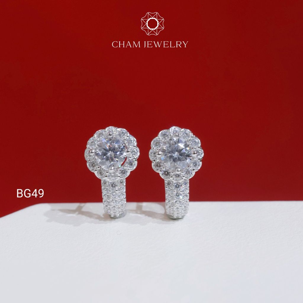 Hoa Tai BG49 CHAM JEWELRY, Chủ 4.0mm (Barcode TBG1083).
