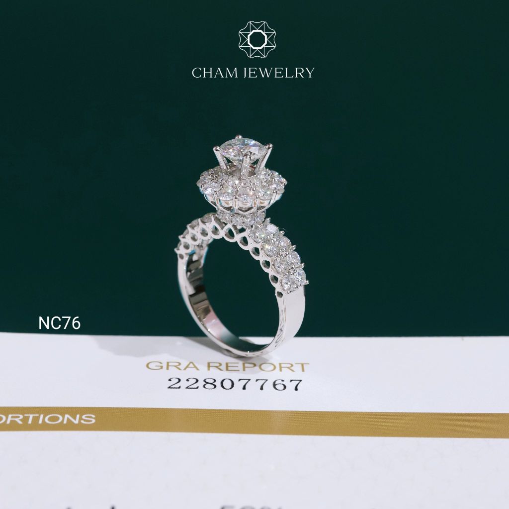 Nhẫn NC76 CHAM JEWELRY, Full Moissanite Chủ 6.3mm (Barcode ONNU105)