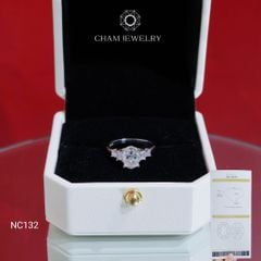 Nhẫn NC132 CHAM JEWELRY, Full Đá Moissanite Chủ 6x8mm (Barcode ONNU209)