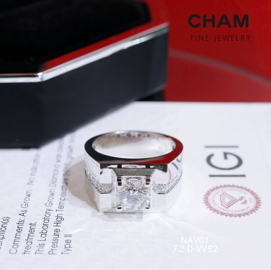 Nhẫn Nam NAV01 Chủ 7.2mm D VVS2 Vàng 10k Kim cương Lab-grown