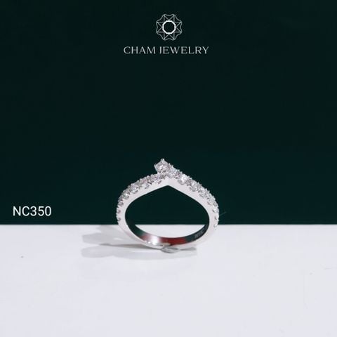 Nhẫn NC350 CHAM JEWELRY, Nhẫn Vương Miện Full Nửa Hàng Đá Moissanite (Barcode OCNN184)