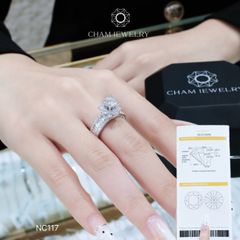 Nhẫn NC117 CHAM JEWELRY, Full Đá Moissanite, Chủ 6.3mm (Barcode ONNU198)