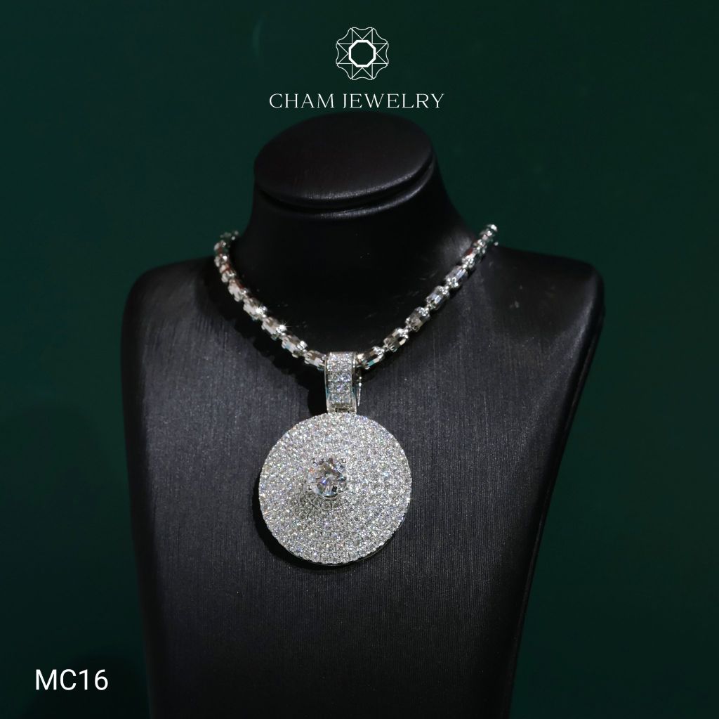 Mặt Dây Chuyền MC16 CHAM JEWELRY , Chủ 6.0mm Full Moissanite Cao Cấp (Barcode OPM02).