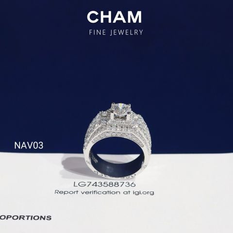 Nhẫn Nam NAV03 Chủ 6.8mm Vàng 10k Kim cương Lab-grown