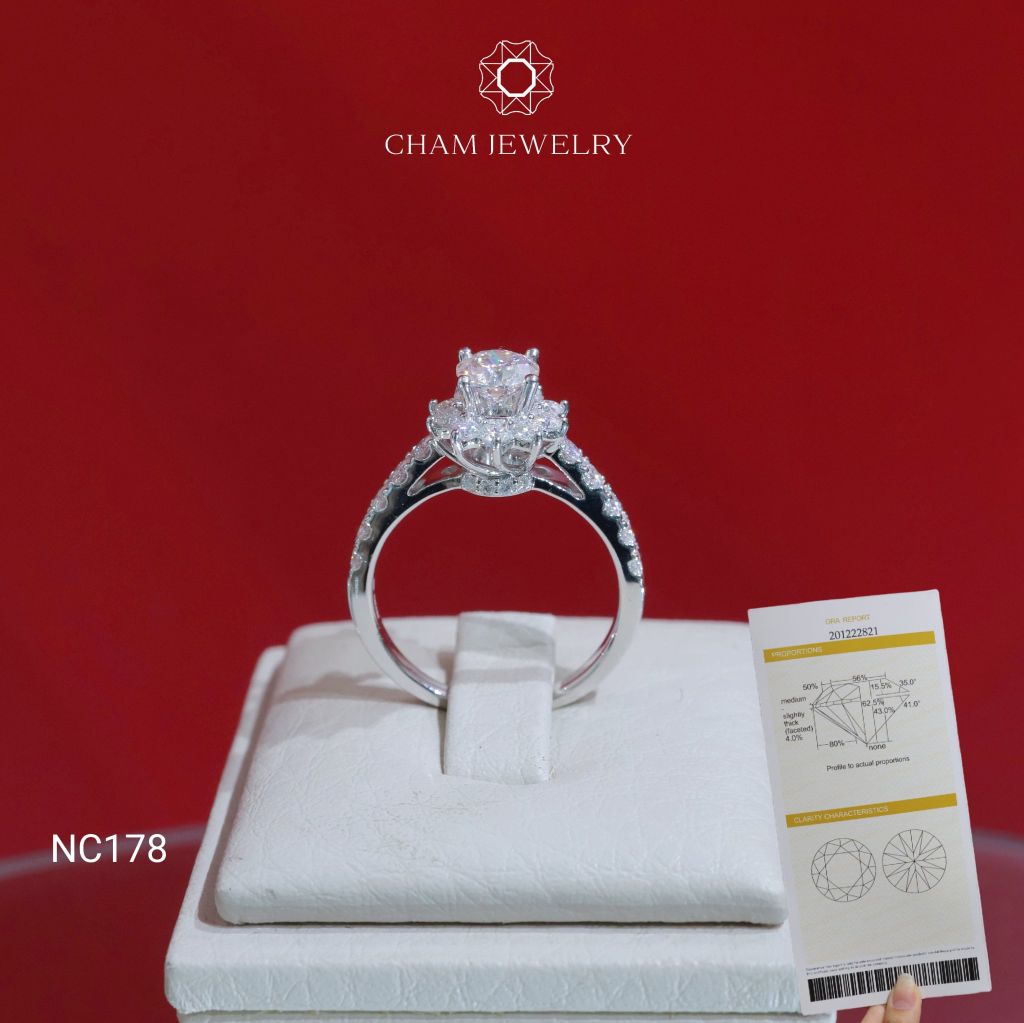 Nhẫn NC178 CHAM JEWELRY, Full Đá Moissanite Chủ 5.4mm (Barcode ONNU217)