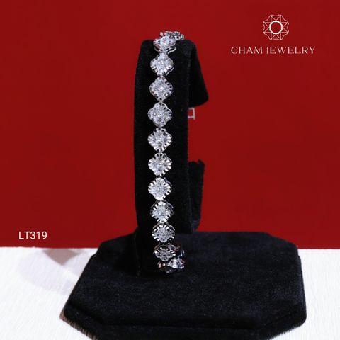 Lắc Tay LT319 CHAM JEWELRY, Lắc Cỏ 4 Lá Viền Chạm Máy (Barcode TLT1308).