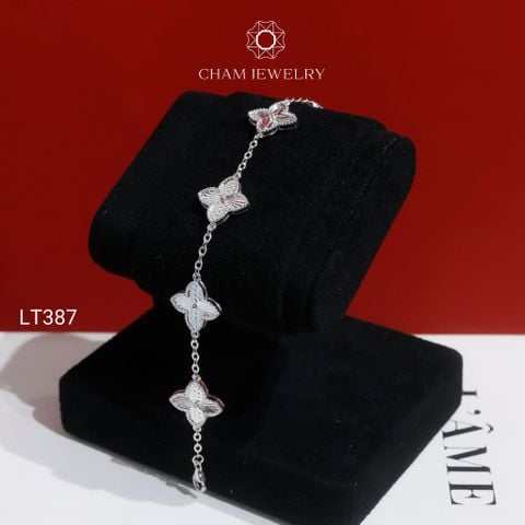 Lắc Tay LT387 CHAM JEWELRY, Lắc Tay Kiểu Cỏ 4 Lá Chạm Máy (Barcode C4L08)
