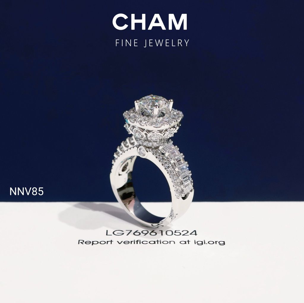 Nhẫn Nữ NNV85 Vàng 10k Chủ 7.2mm Kim Cương Lab Grown Diamond (Barcode DNU13)