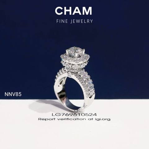 Nhẫn Nữ NNV85 Vàng 10k Chủ 7.2mm Kim Cương Lab Grown Diamond (Barcode DNU13)