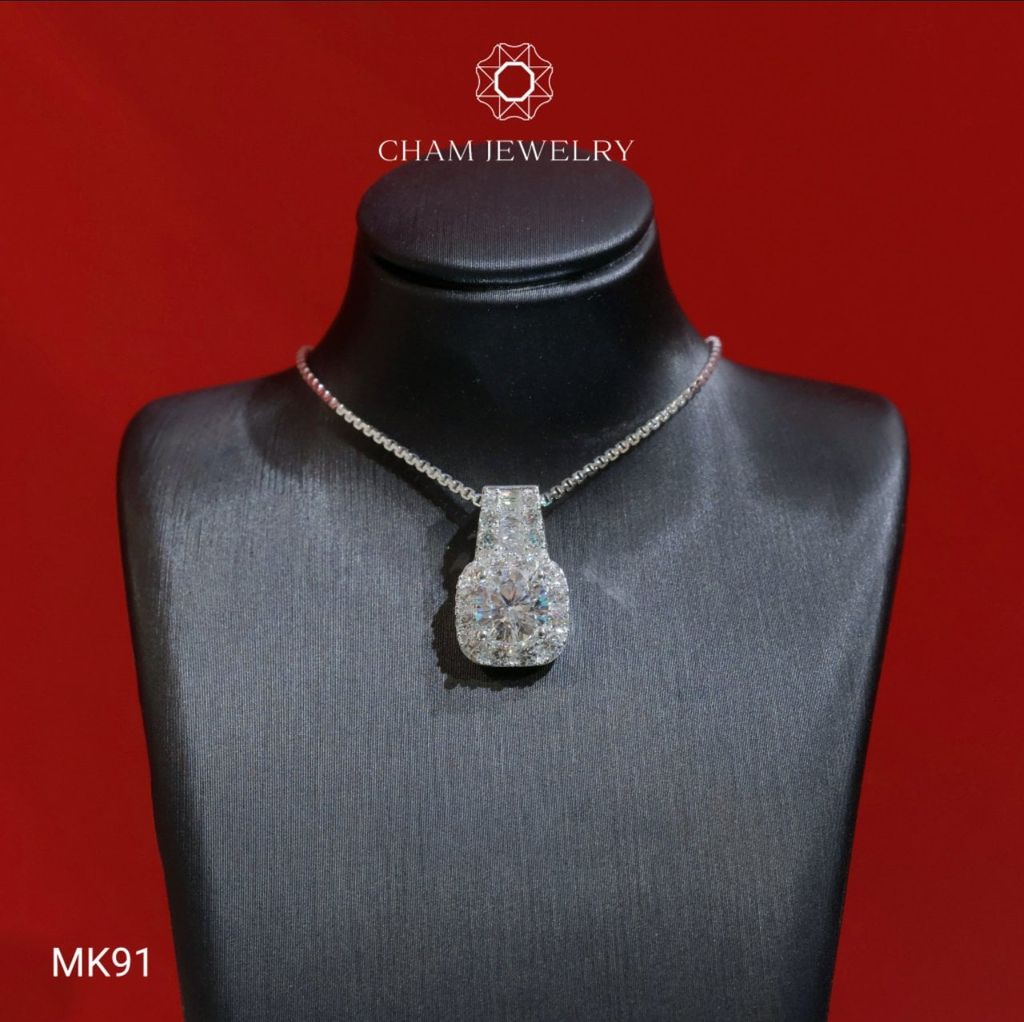 Mặt Dây Chuyền MK91 CHAM JEWELRY, Mặt Vuông Chủ 7.0mm (Barcode TVB288M)