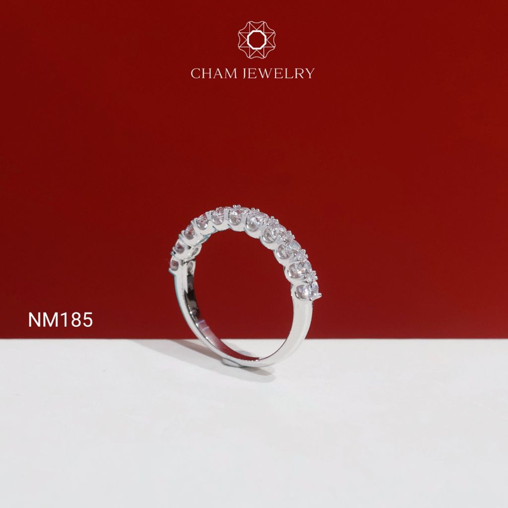 Nhẫn NM185 CHAM JEWELRY, Full Nửa Hàng Đá 2.5mm (Barcode TNT898).