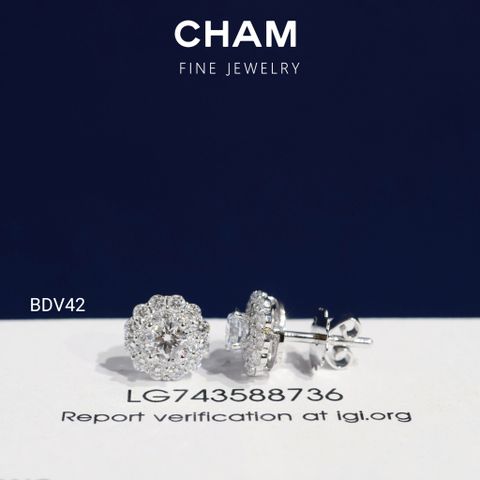 Hoa Tai BDV42 Vàng 10k Chủ 4.0mm Kim Cương Lab Grown Diamond