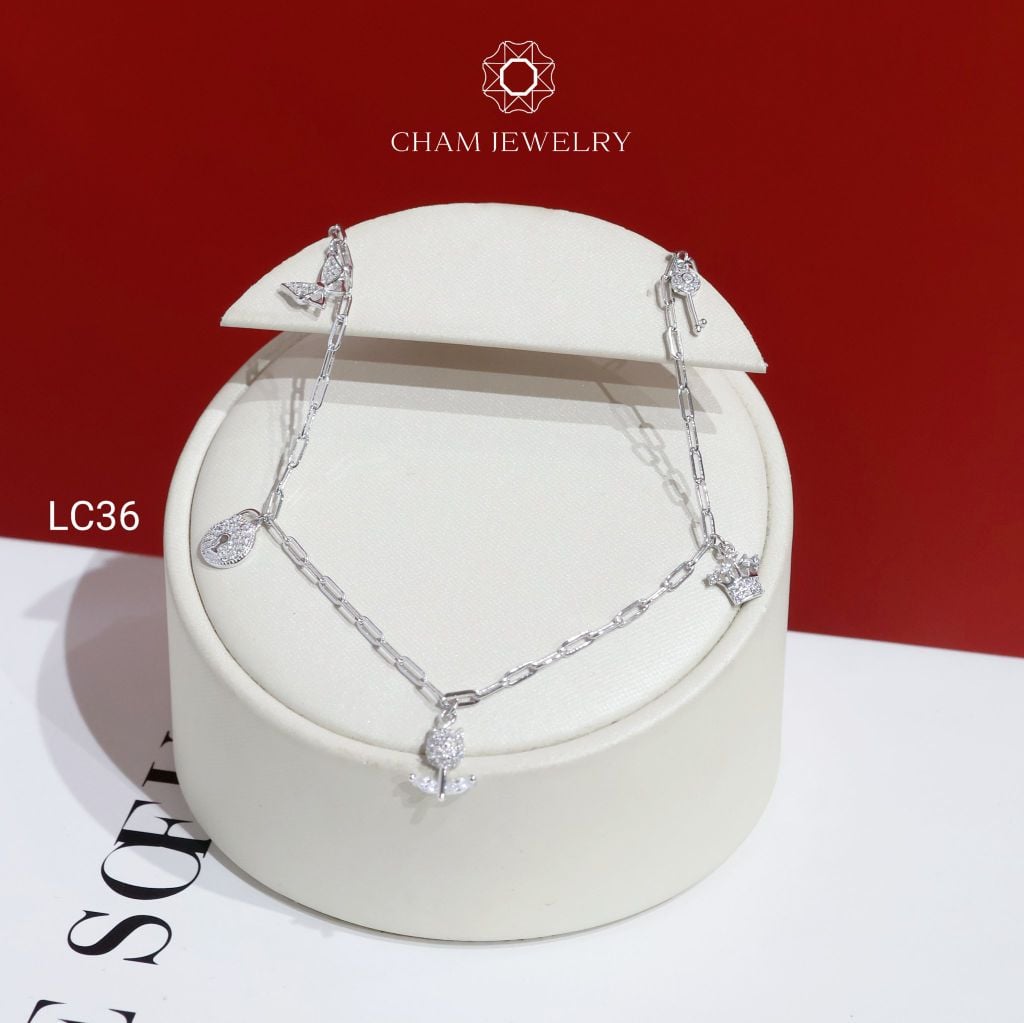 Lắc Chân CHAM JEWELRY LC36 , Lắc Cham Charm Hoa ( Barcode NLCY4)