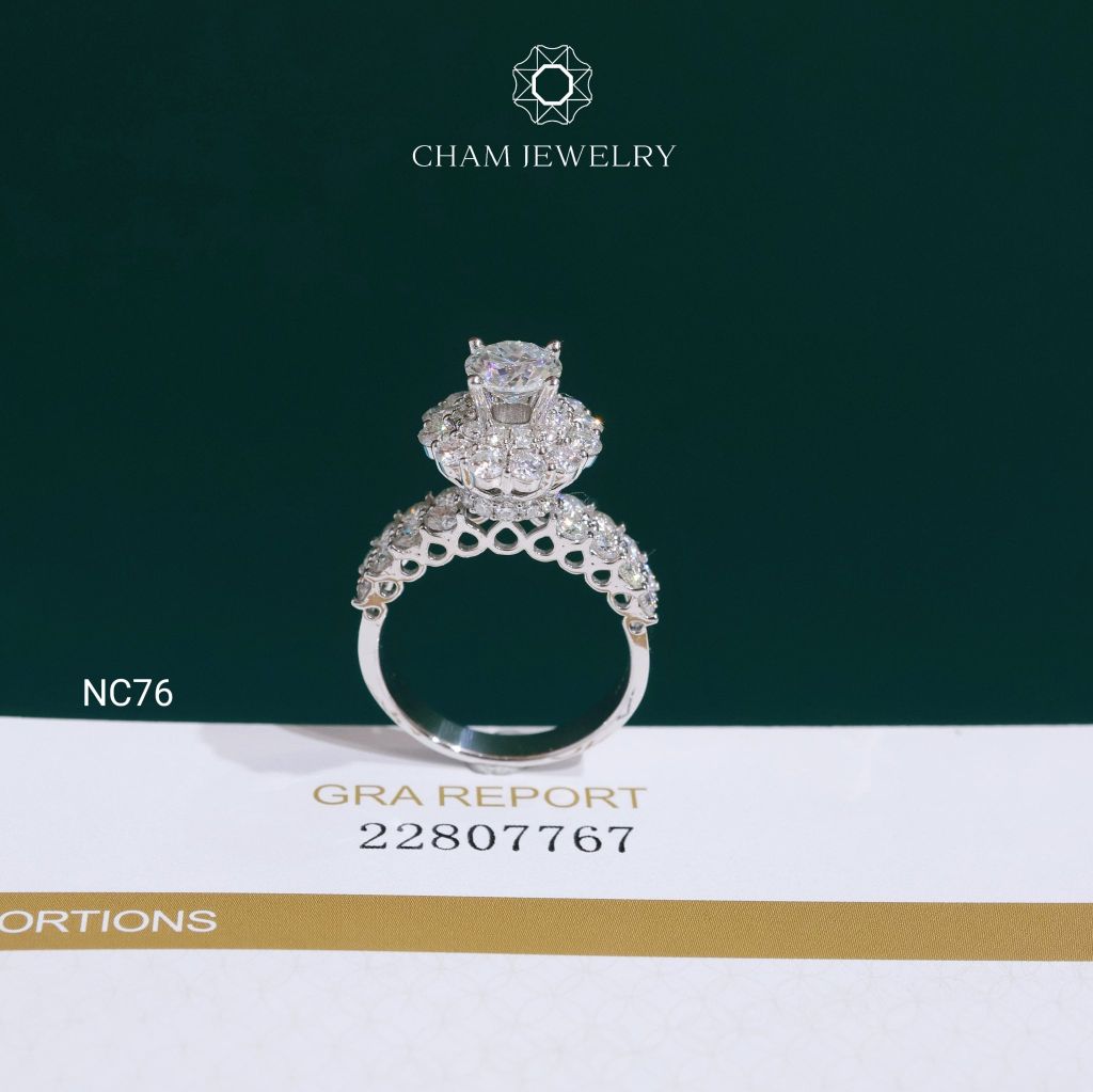 Nhẫn NC76 CHAM JEWELRY, Full Moissanite Chủ 6.3mm (Barcode ONNU105)