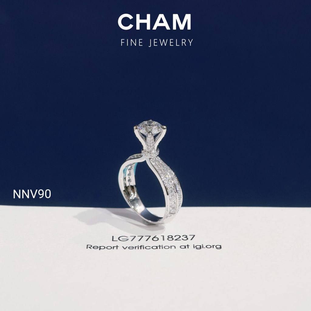 Nhẫn Nữ NNV90 Vàng 10k Chủ 6.3mm Kim Cương Lab Grown Diamond (Barcode DNU22)