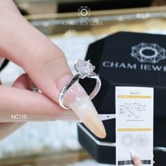 Nhẫn NC115 CHAM JEWELRY, Full Đá Moissanite, Chủ 6.3mm (Barcode ONNU199)