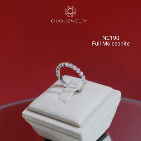 Nhẫn NC190 CHAM JEWELRY, Nhẫn Nửa Hàng Đá Full Moissanite 2.1mm (Barcode OCNN21)