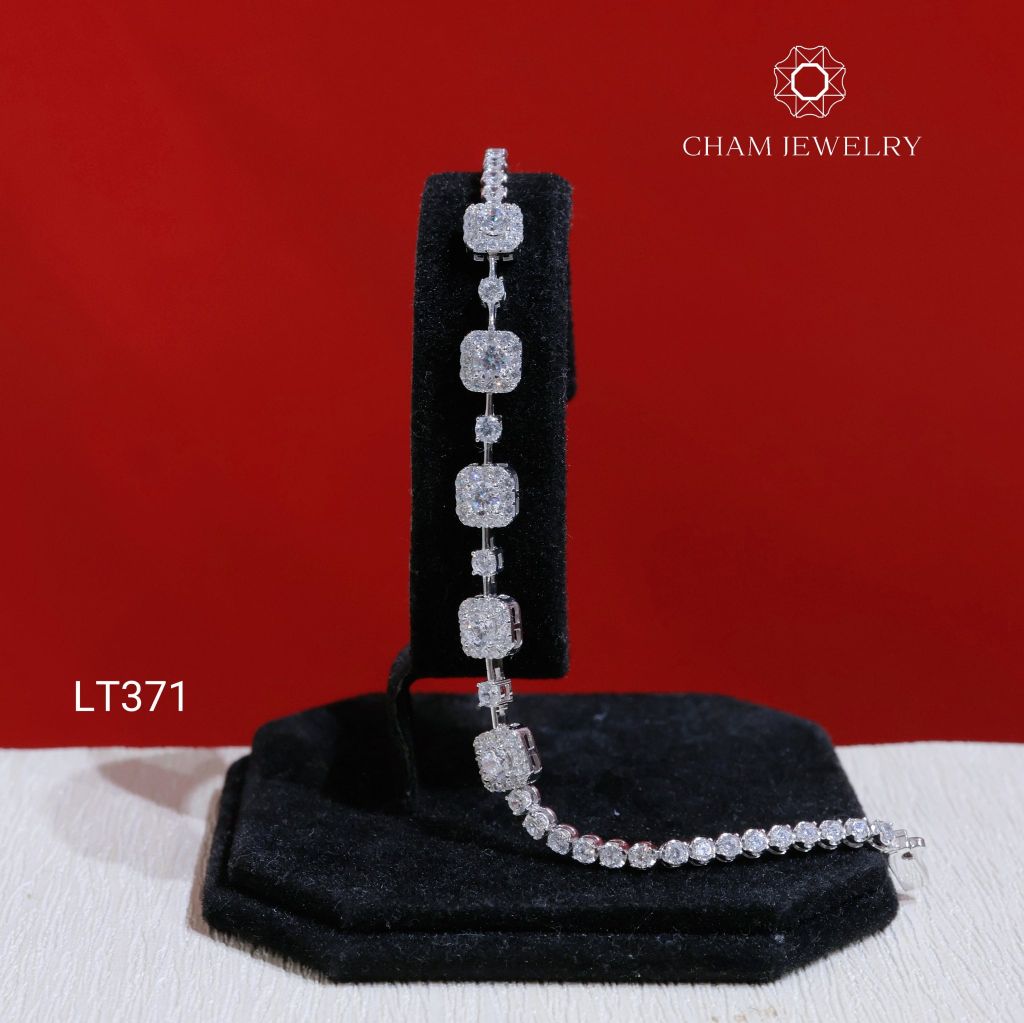 Lắc Tay LT371 CHAM JEWELRY , Lắc Xoàn Vuông Kết 2.5mm (Barcode KLT68).