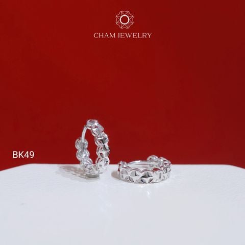 Hoa Tai BK49 CHAM JEWELRY, Hoa Tai Kim Tiền Bản 3.0mm (Barcode TBK251).