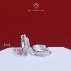 Hoa Tai CHAM JEWERLY BK25, Hoa Tai 2 Hàng Đá Lệch (Barcode TBK103)