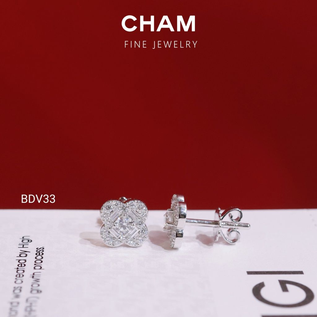 Hoa Tai BDV33 Vàng 10k Kim Cương Lab Grown Diamond