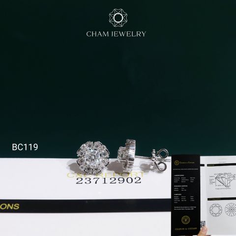 Hoa Tai CHAM JEWELRY BC119, Hoa Tai Full Moissanite Chủ 4.5mm ( OCB37 )