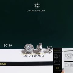 Hoa Tai CHAM JEWELRY BC119, Hoa Tai Full Moissanite Chủ 4.5mm ( OCB37 )